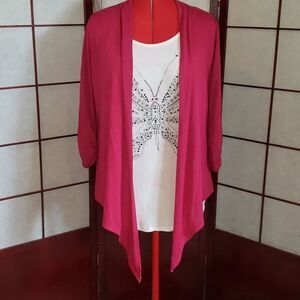 G. N. Indigo Fuchsia Open-faced Cardigan